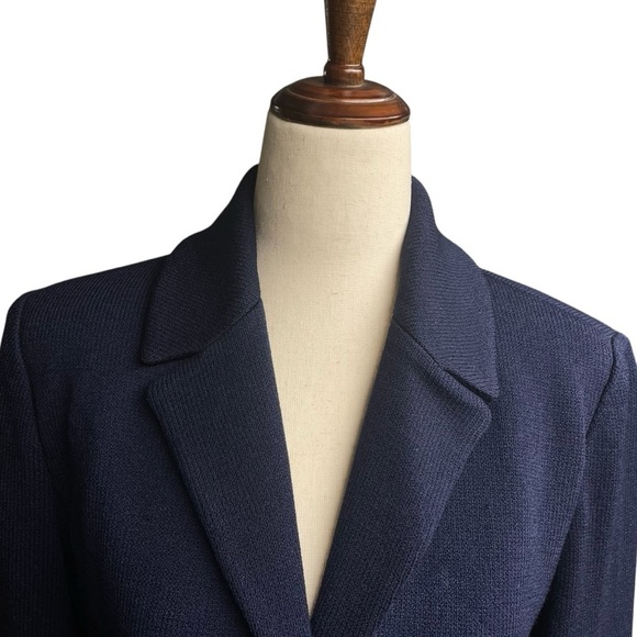 ST.JOHN Sapphire Knit Blazer Navy Size 4 - Picture 3 of 16